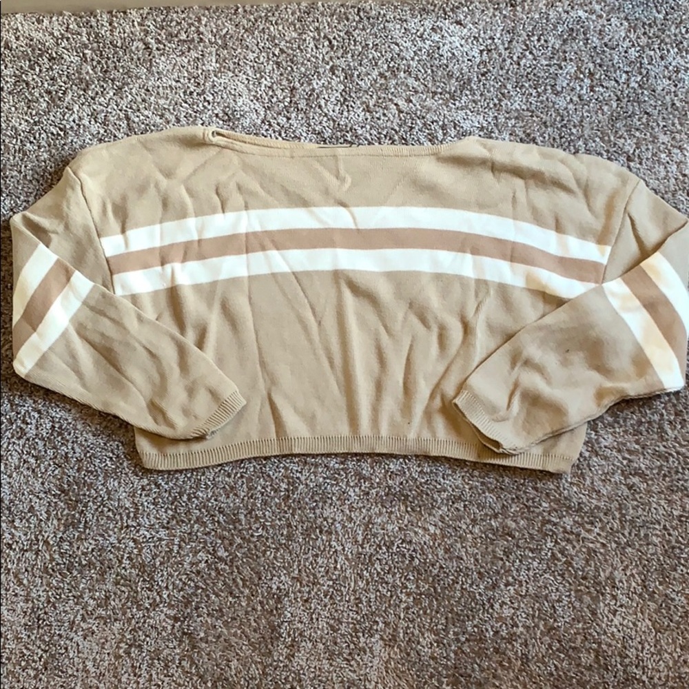 Stone striped knitted lounge cropped sweater